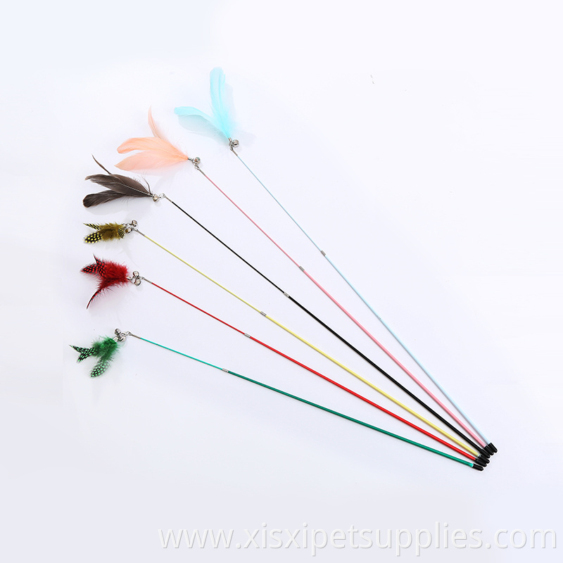 hot selling long hand Stainless steel retractable cat teaser toy with feather